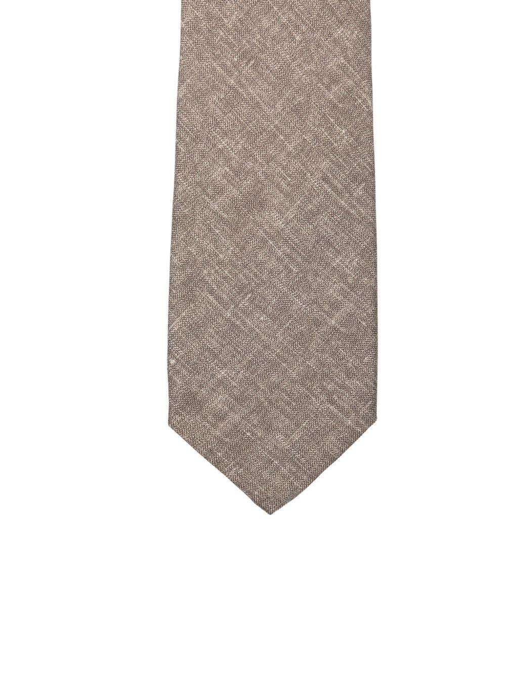 CORNELIANI Cravatta in seta e lino beige gessata 