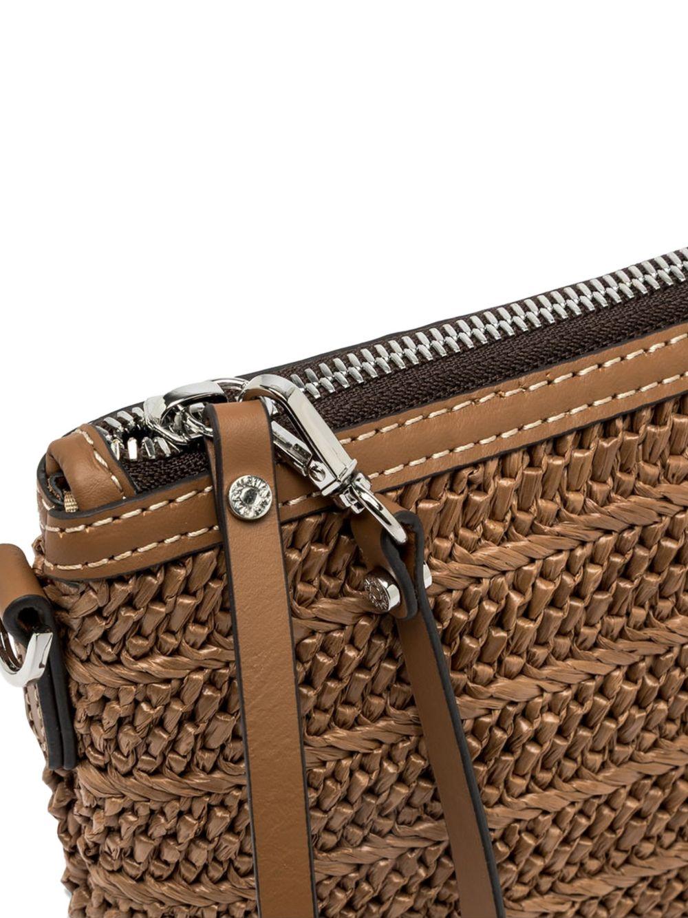 GIANNI CHIARINI Pochette Marcella in rafia e pelle marrone 