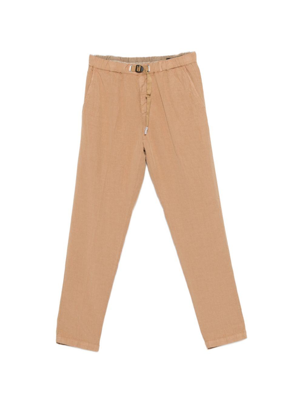 WHITE SAND Pantaloni in misto lino beige con cintura 