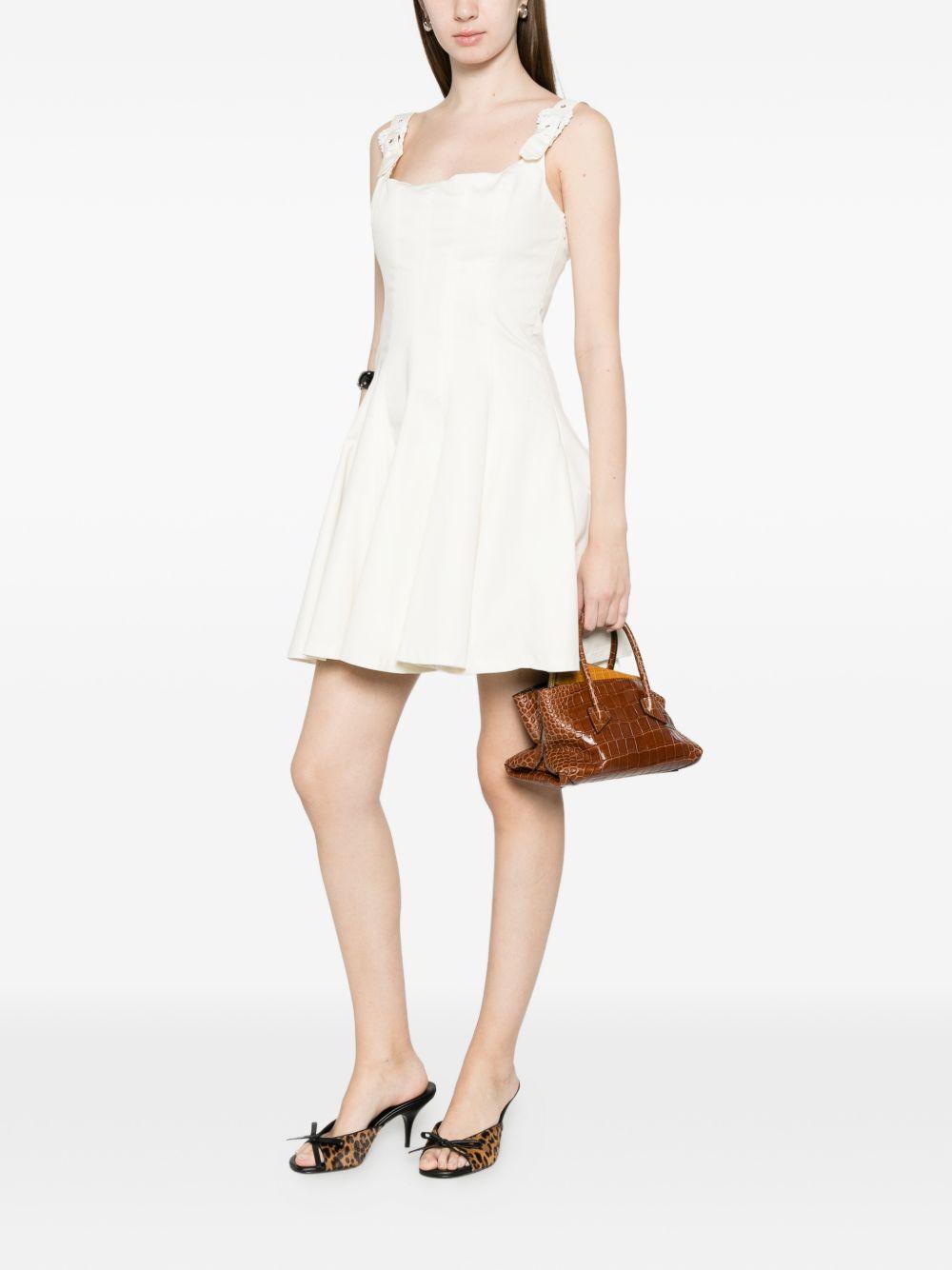 VERSACE JEANS COUTURE Abito corto bianco in cotone elasticizzato con spalline e gonna svasata 