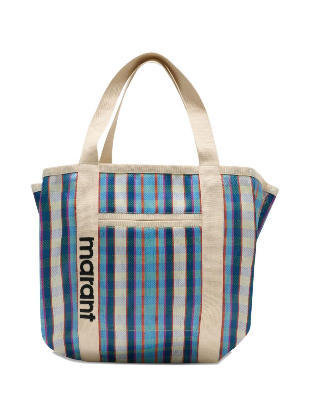 ISABEL MARANT Borsa shopping Darwen a righe blu e bianche 