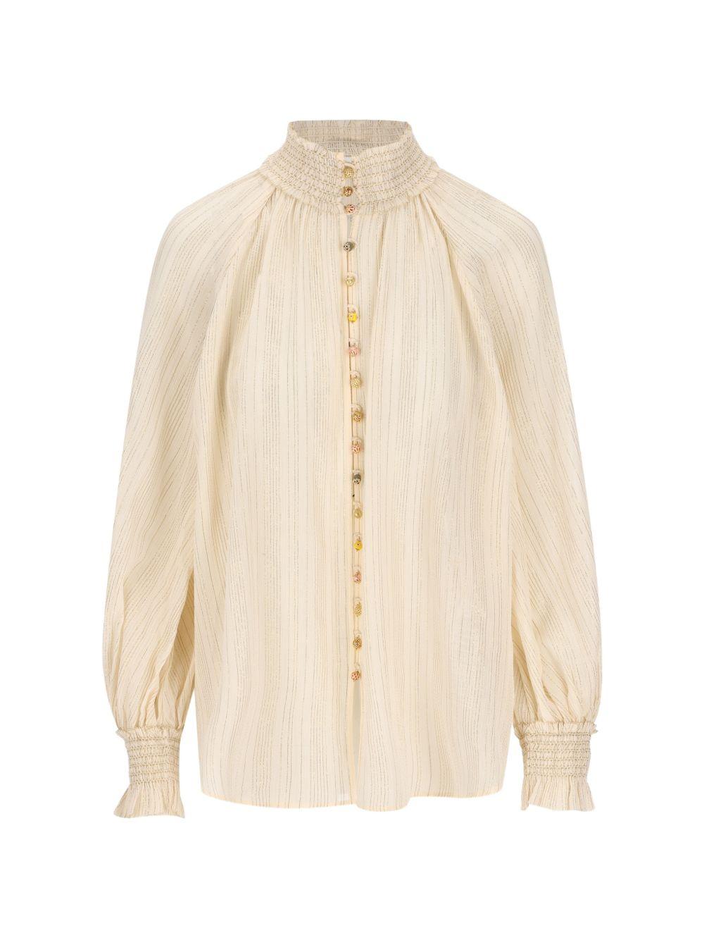 ZIMMERMANN Camicia a maniche lunghe Aster in cotone misto seta con bottoni 