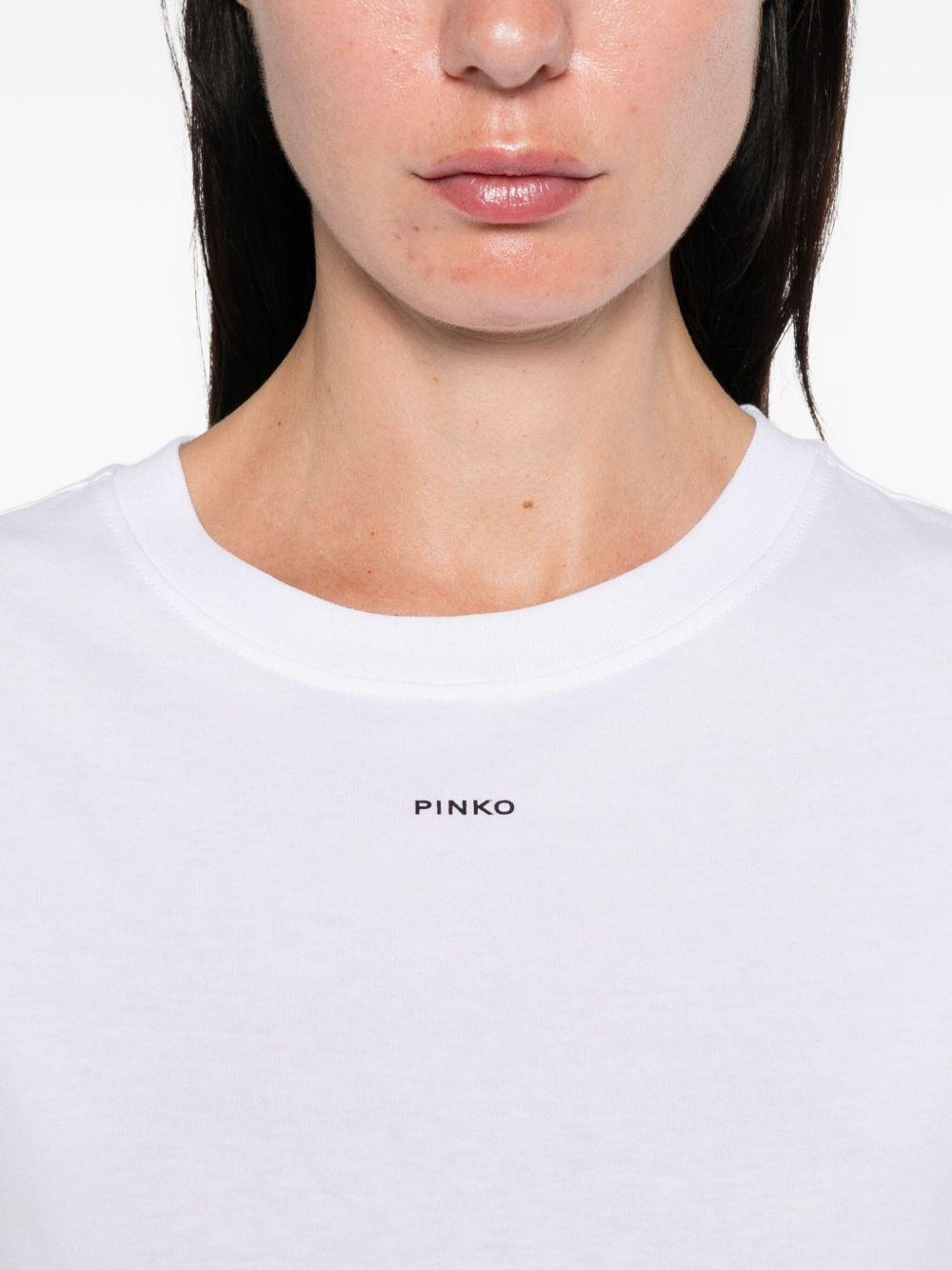 PINKO T-Shirt girocollo in cotone bianco con logo<BR/> 