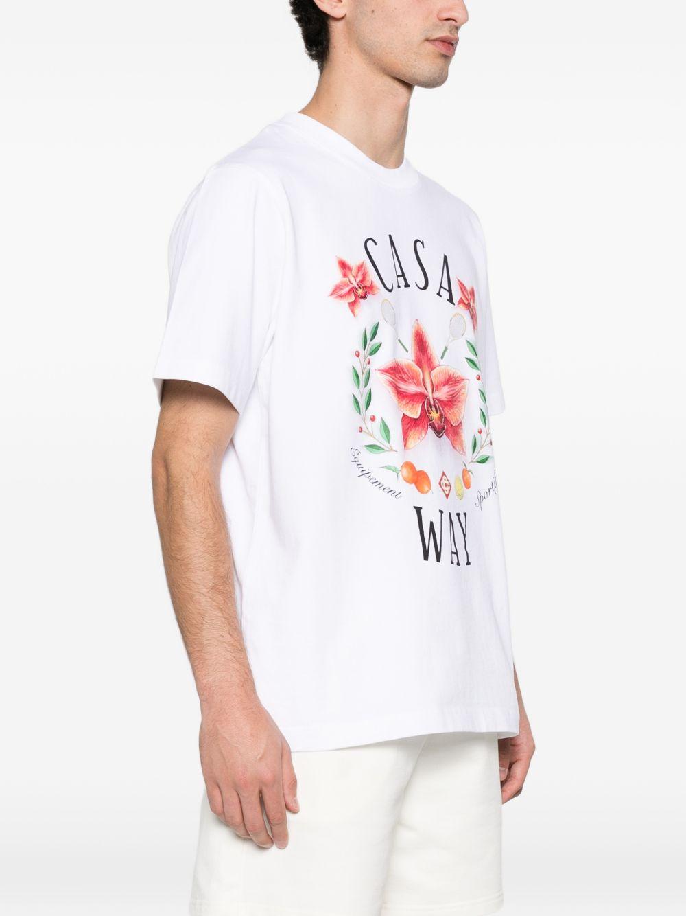 CASABLANCA T-shirt in cotone bianco con stampa 