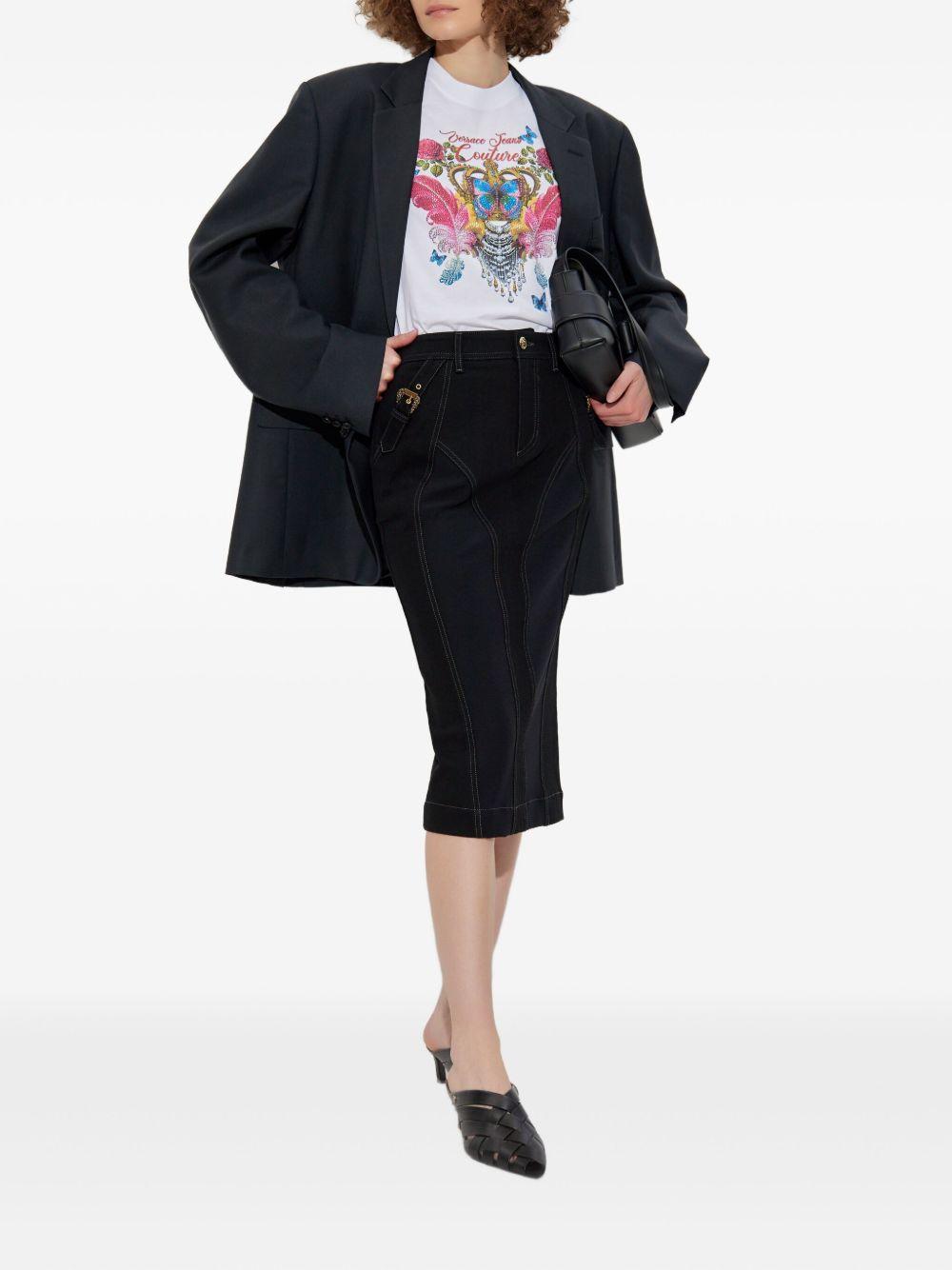 VERSACE JEANS COUTURE T-Shirt girocollo in cotone bianco con stampa 