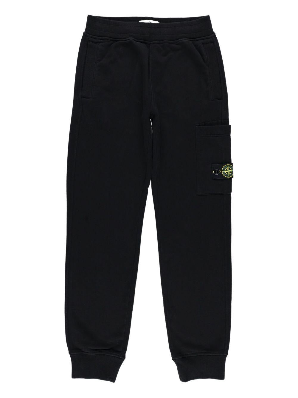 STONE ISLAND Pantaloni sportivi in cotone nero 