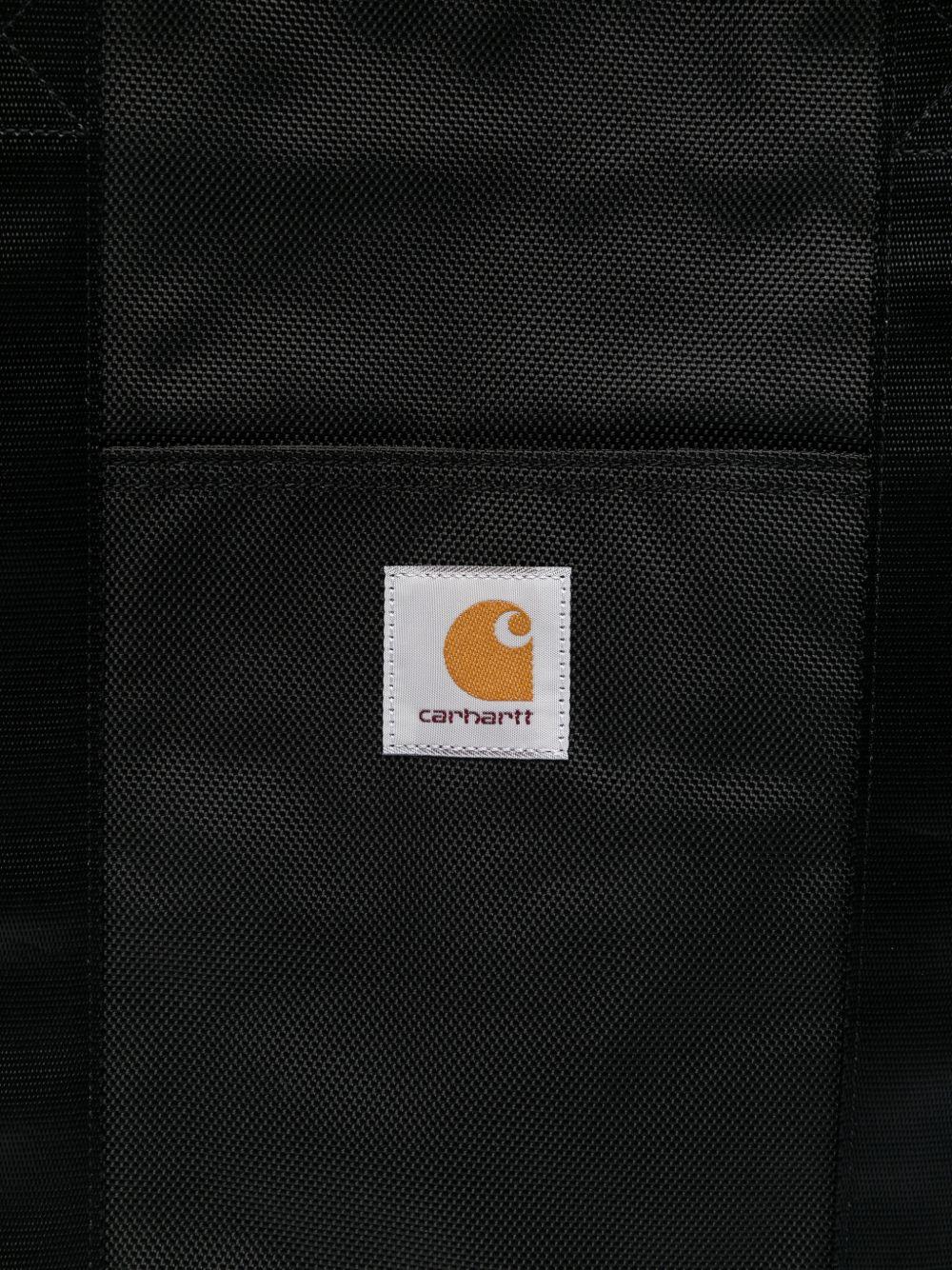 CARHARTT WIP Shopping bag nera con logo ricamato 