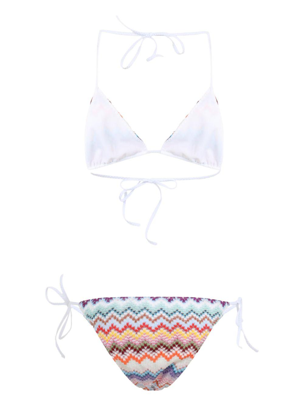 MISSONI Bikini bianco e multicolore con motivo chevron 
