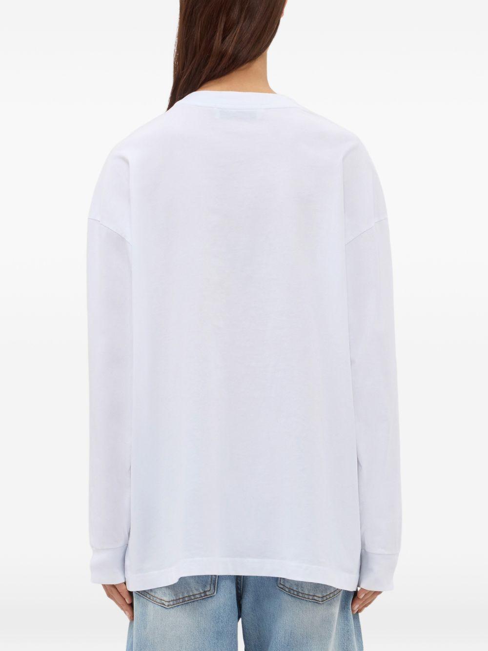 MSGM T-shirt a maniche lunghe bianca con stampa fiori 
