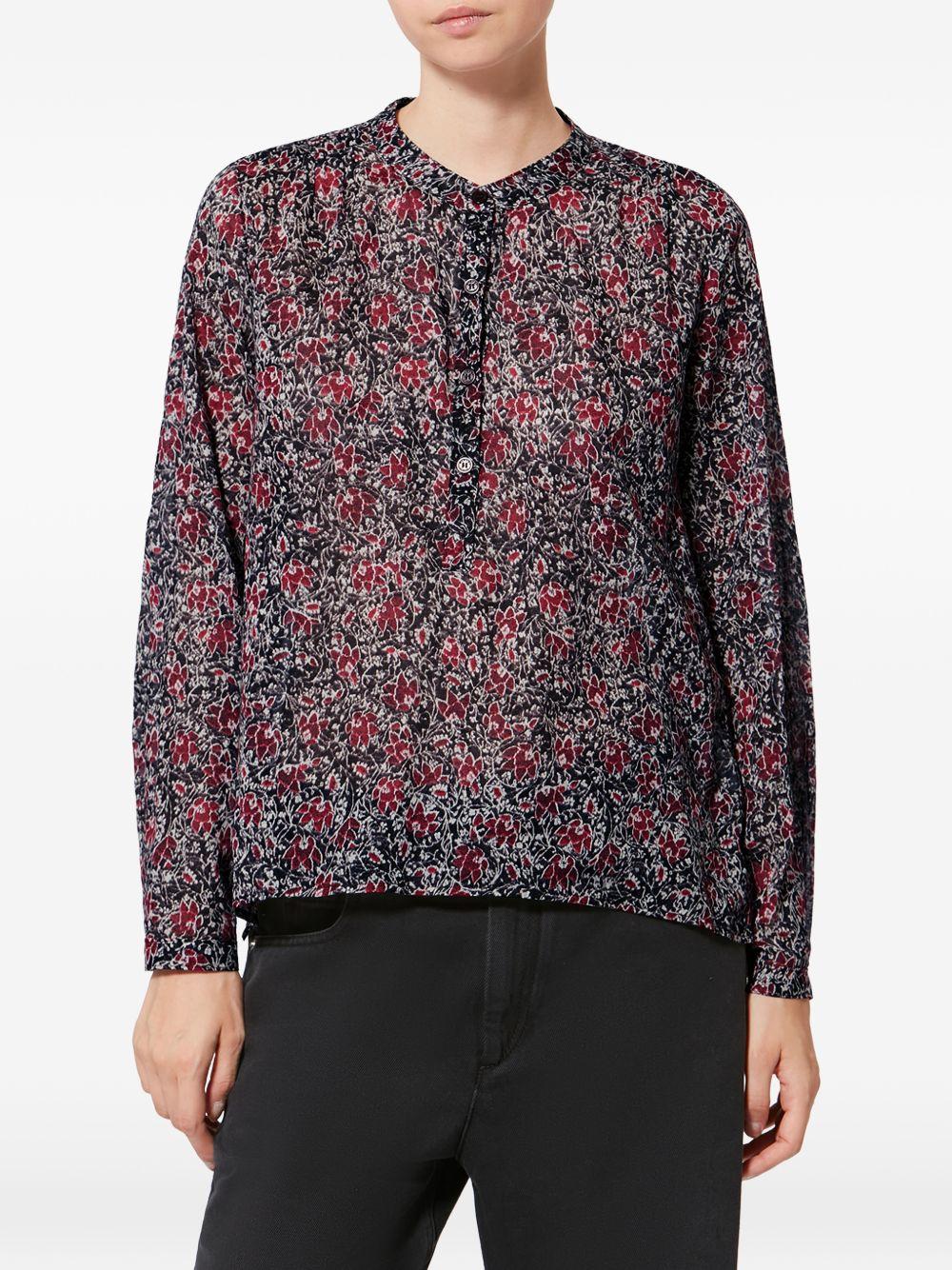 MARANT ETOILE Camicia cremisi in cotone con stampa floreale 