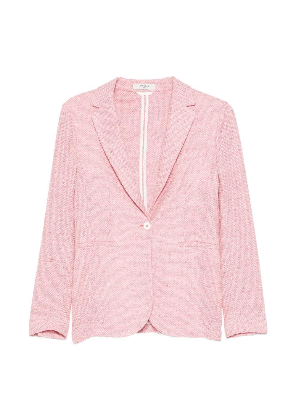 CIRCOLO 1901 Blazer monopetto in lino e cotone rosa 