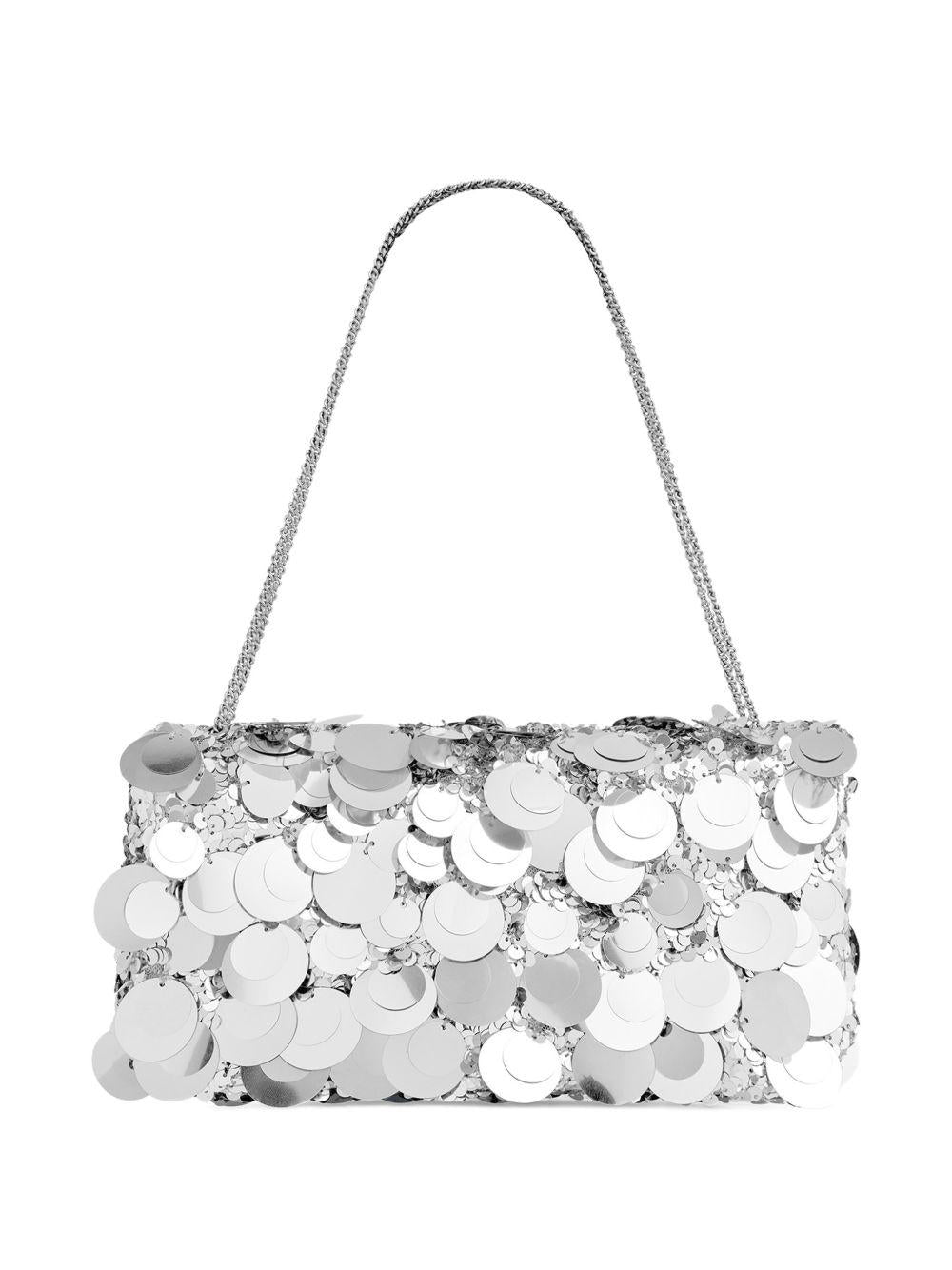 RABANNE Borsa a spalla Sparkle Baguette argento 