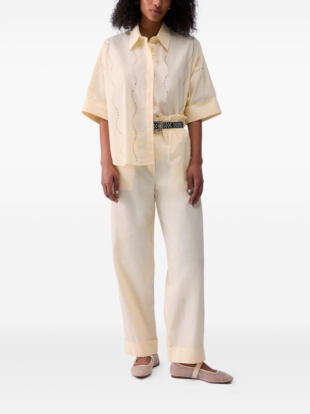 LIUJO Camicia a maniche corte in cotone con strass 