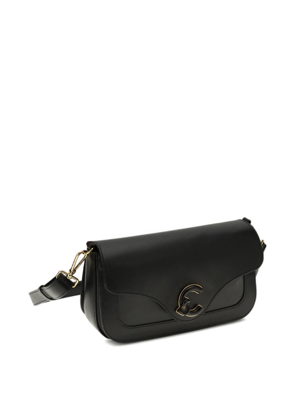 COCCINELLE Borsa a tracolla nera con logo 