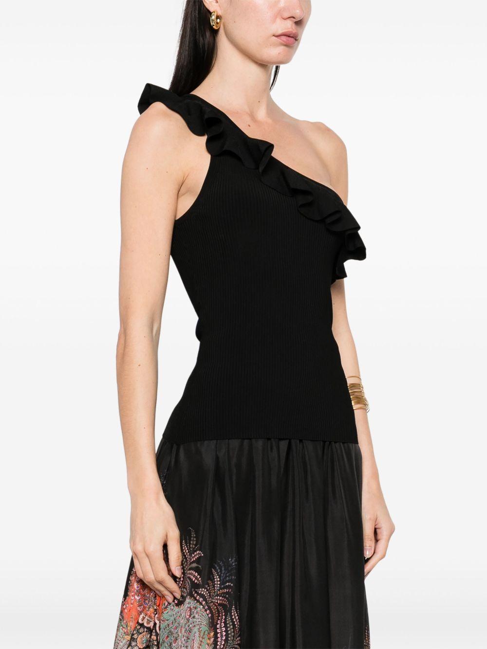 ZIMMERMANN Top nero 'Rhiannon Frill' monospalla 