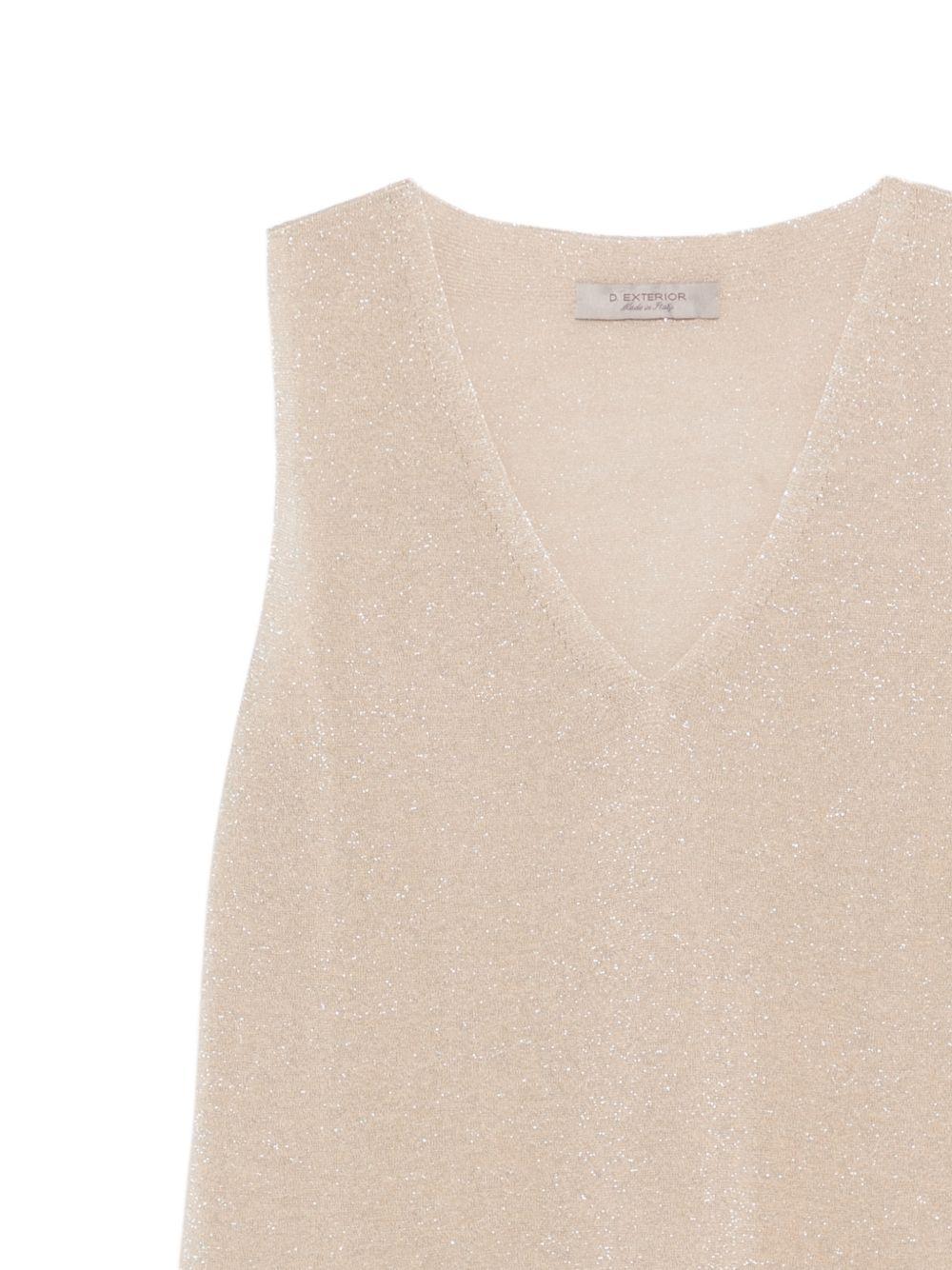 D EXTERIOR Top con scollo a V in lurex 