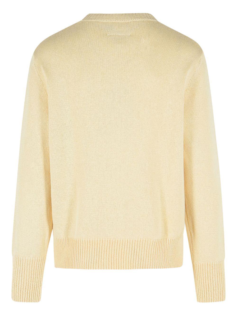 MM6 MAISON MARGIELA Maglia gialla girocollo con stampa grigia 