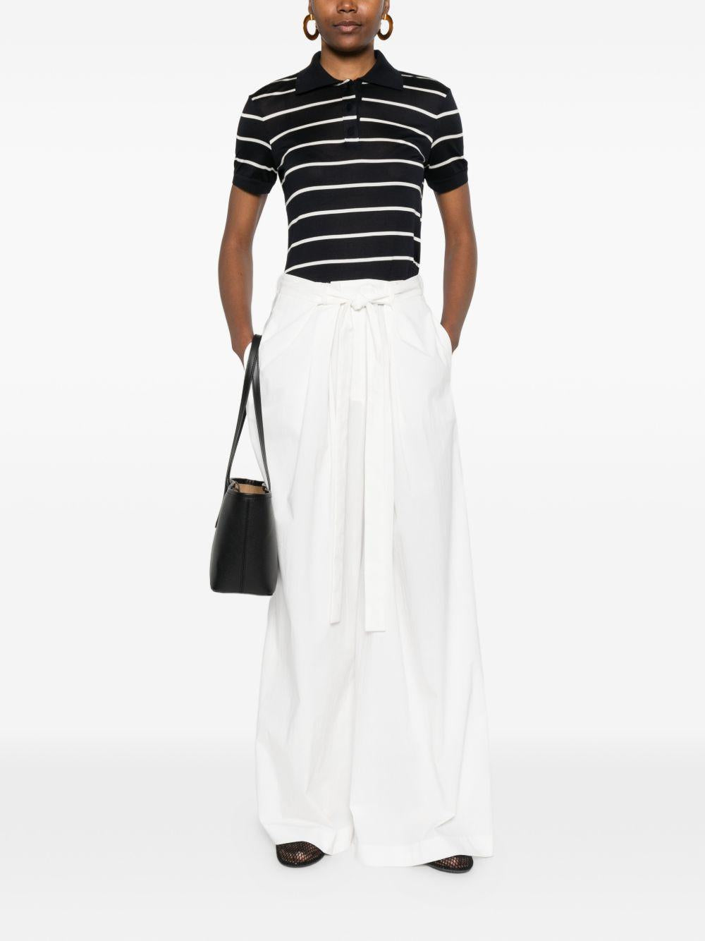 MAX MARA Polo a maniche corte blu navy a righe bianche 