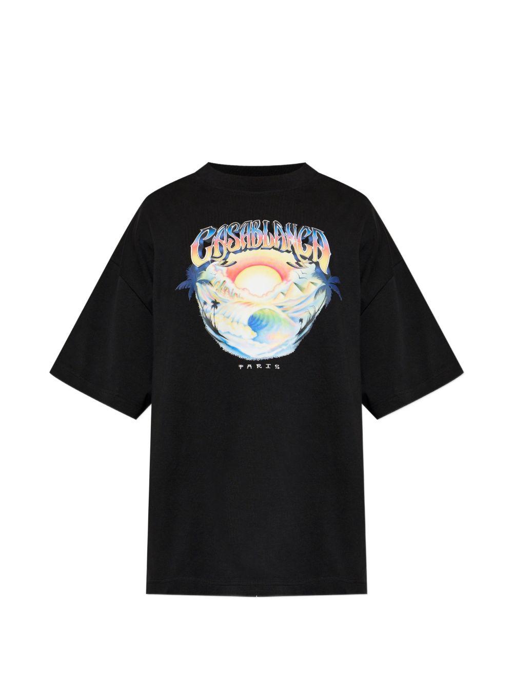 CASABLANCA T-shirt Airspray oversize in cotone nero con stampa grafica 