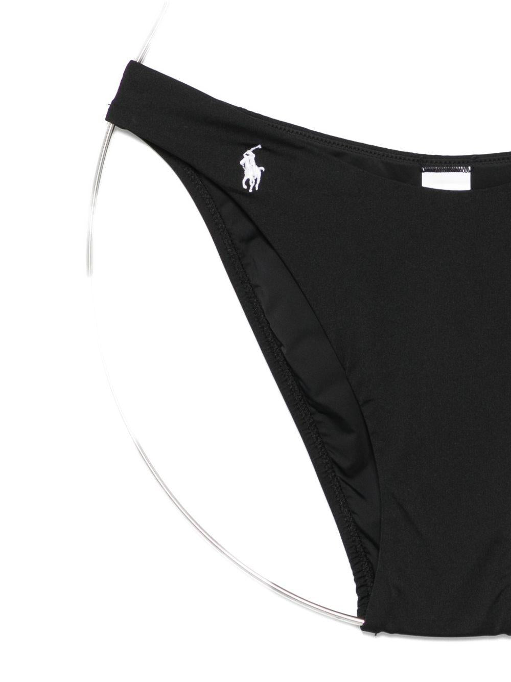 POLO RALPH LAUREN Slip bikini mare sgambato con logo nero 