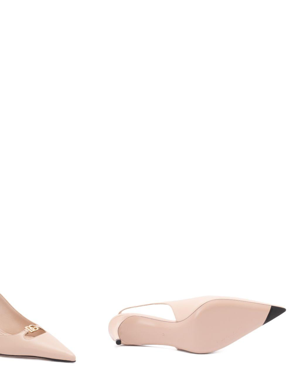 DOLCE e GABBANA Slingback rosa cipria con logo oro 