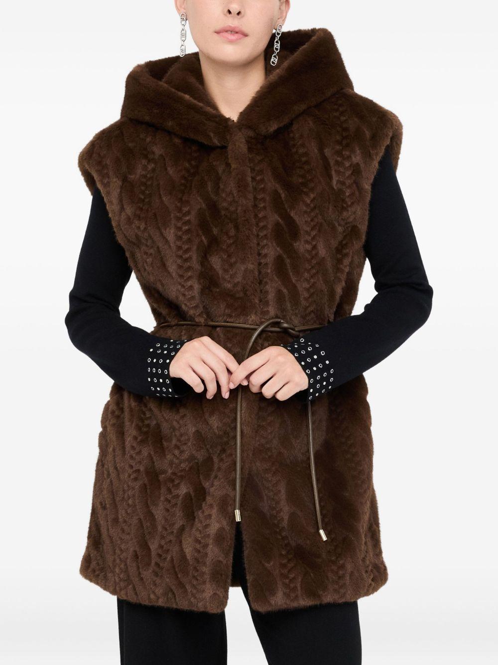 LIUJO Gilet in ecopelliccia con cappuccio 