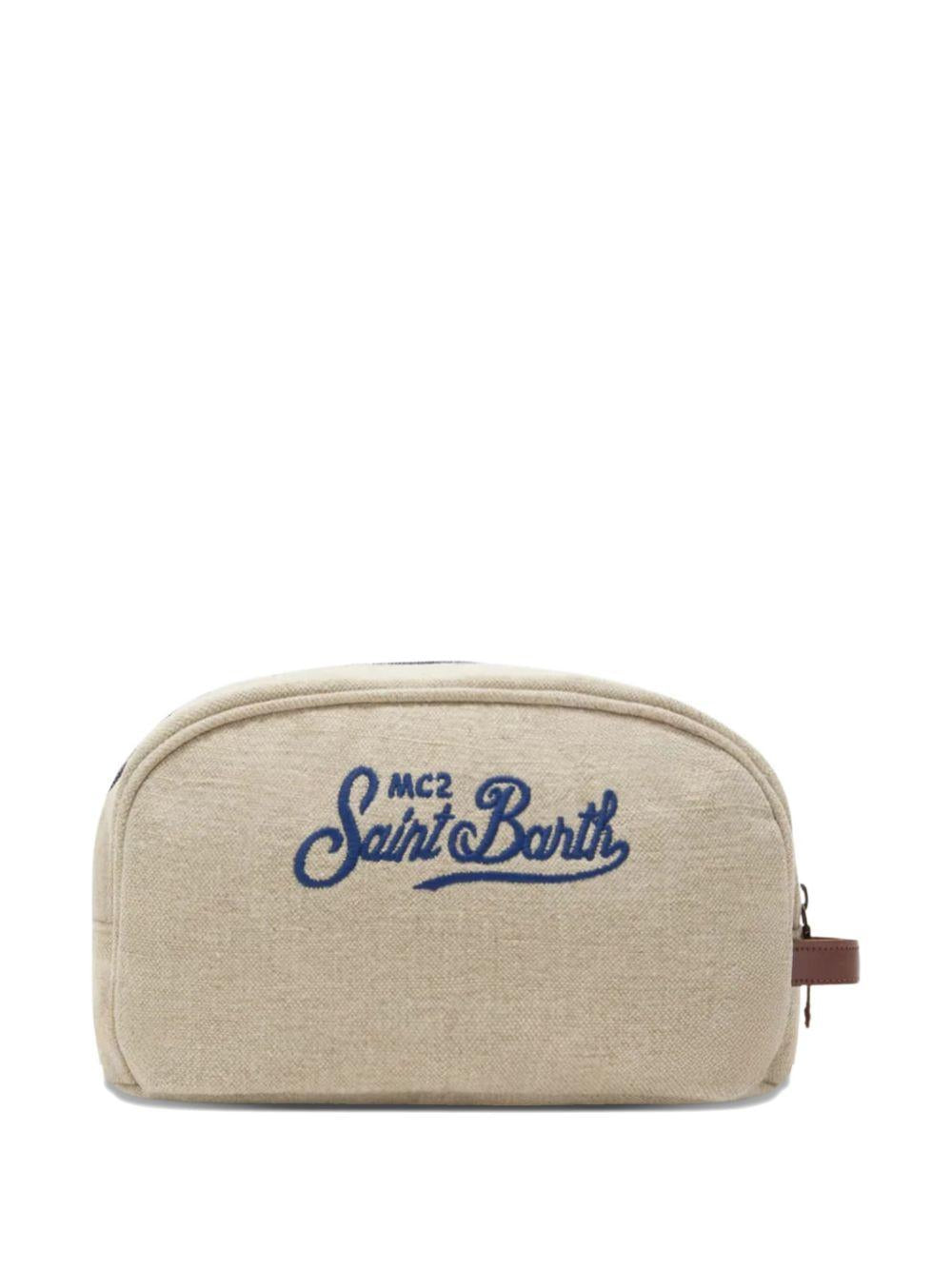MC2 SAINT BARTH Beauty case Westwood in lino beige con logo 