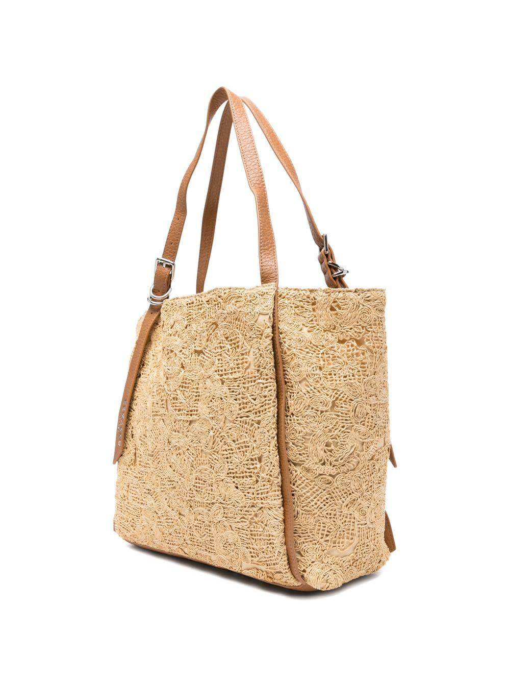 ERMANNO FIRENZE Borsa shopping in rafia con logo 