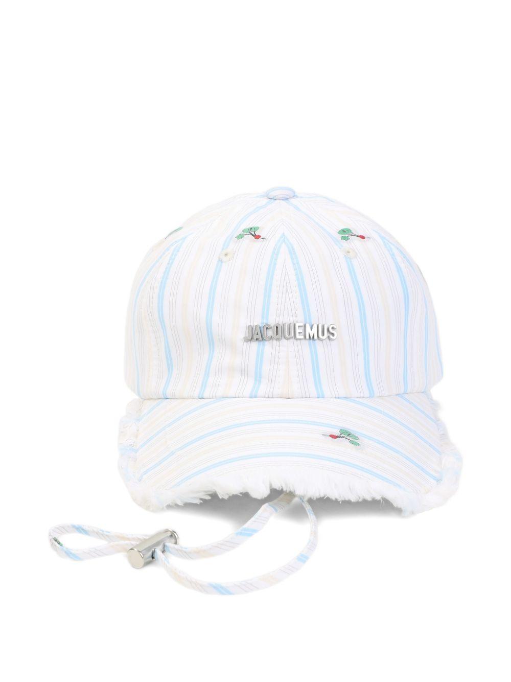 JACQUEMUS Cappello Artichaut in cotone a righe con dettagli ricamati 