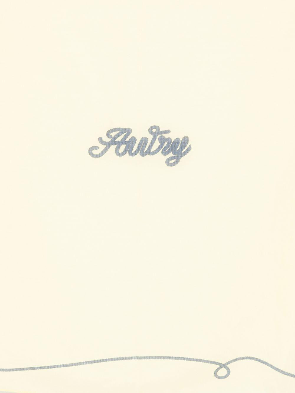 AUTRY Foulard in cotone crema quadrato con logo e bordo decorato 