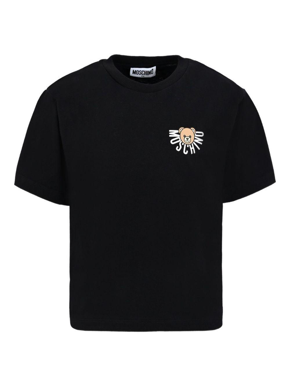MOSCHINO T-shirt in cotone nero con stampa 