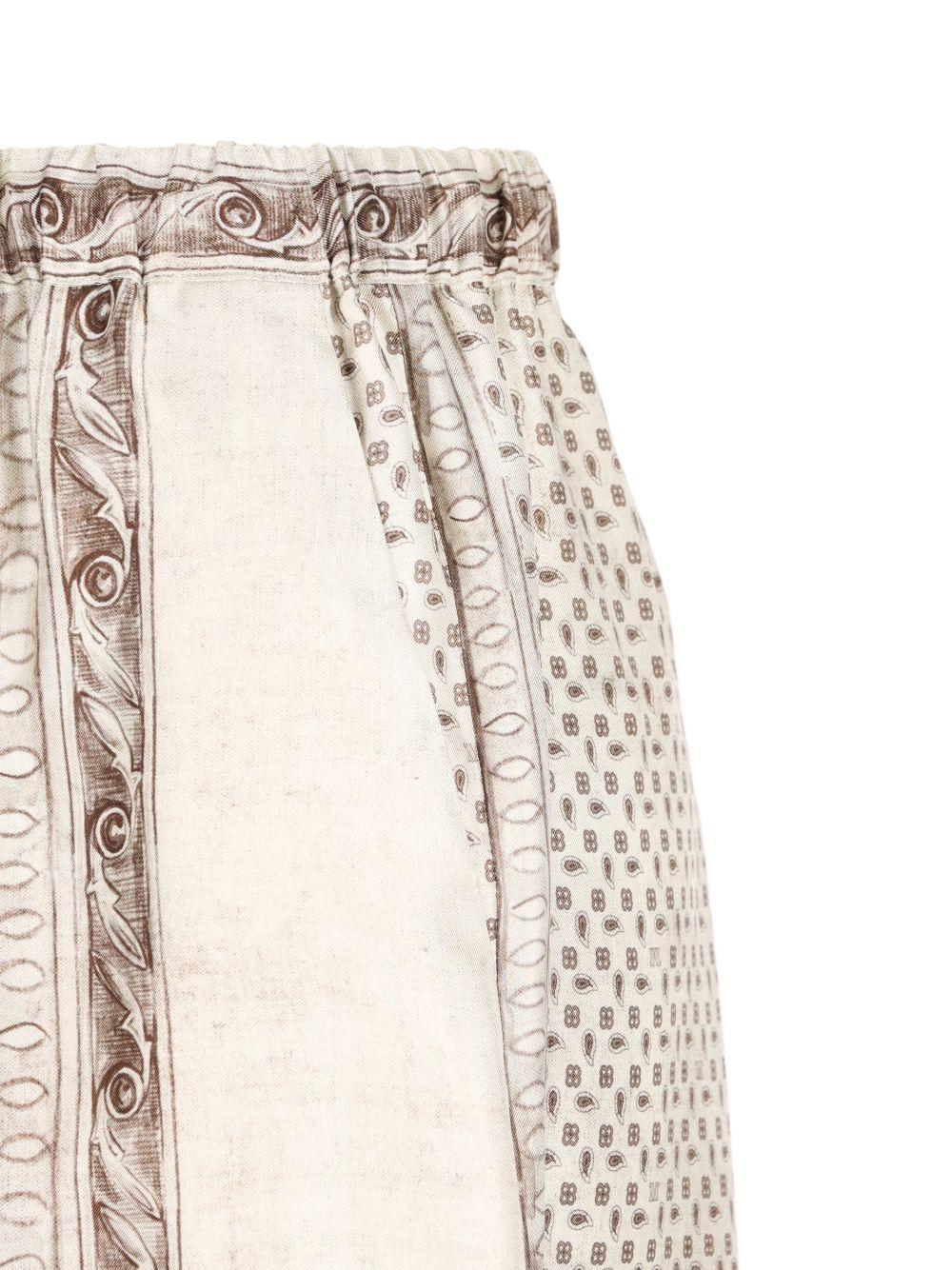 MAX MARA Pantaloni avorio con grafica barocca 