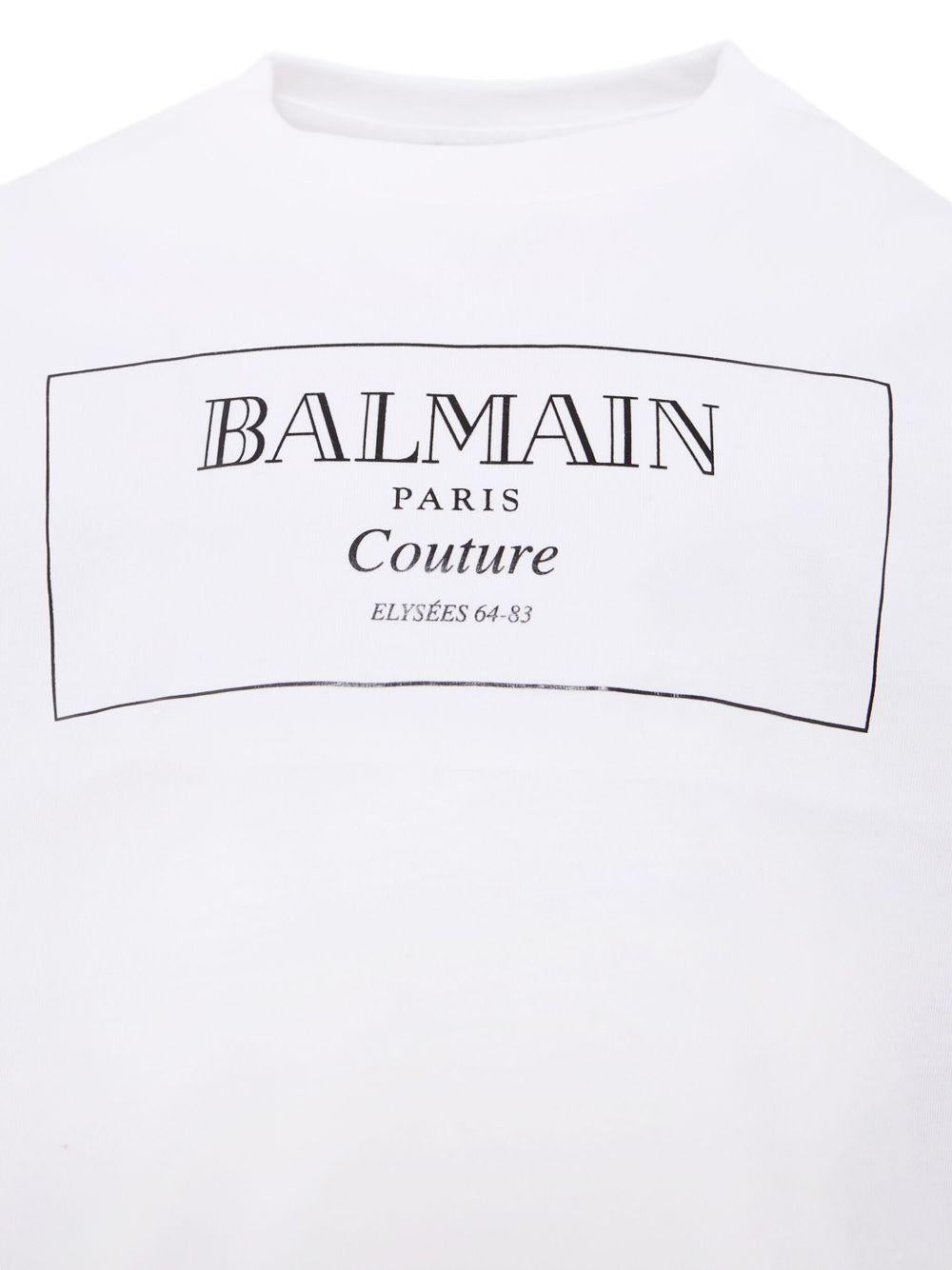 BALMAIN T-shirt crop da bambina in cotone bianca 