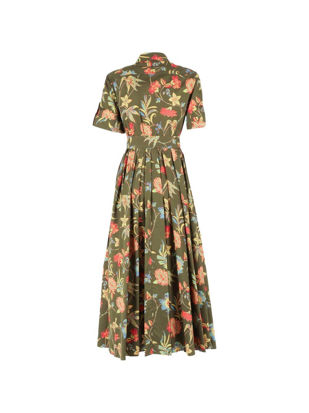 FAY Abito lungo verde con stampa floreale all-over 