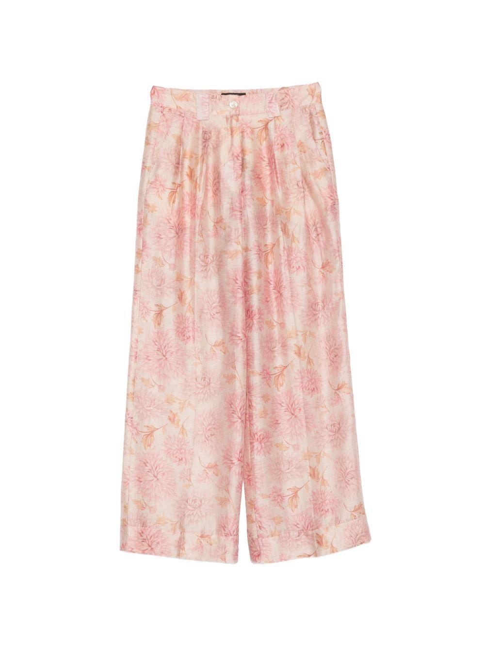 SEVENTY Pantaloni morbidi rosa con stampa floreale 
