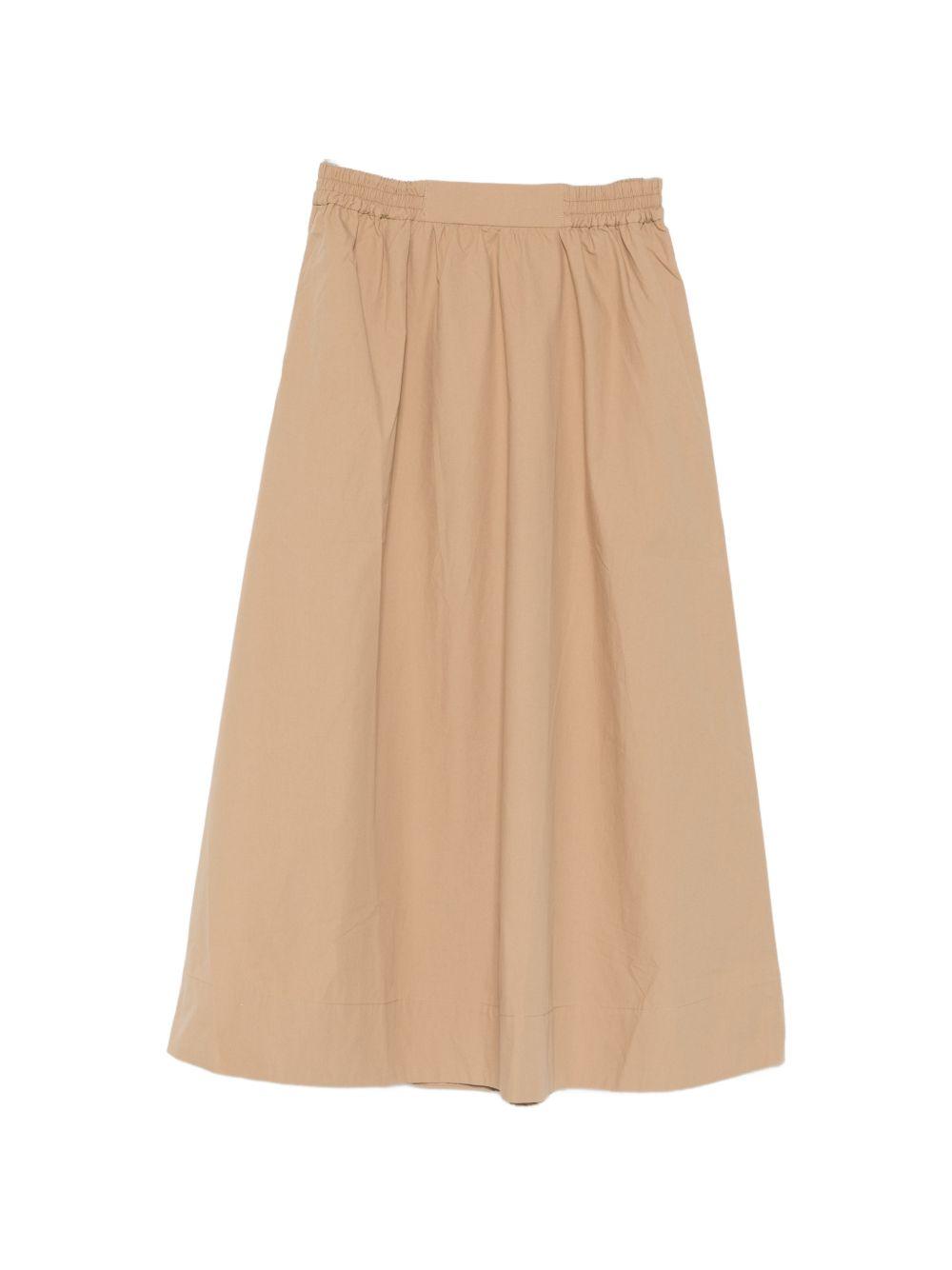 YERSE Gonna midi Maggie in cotone color cammello 