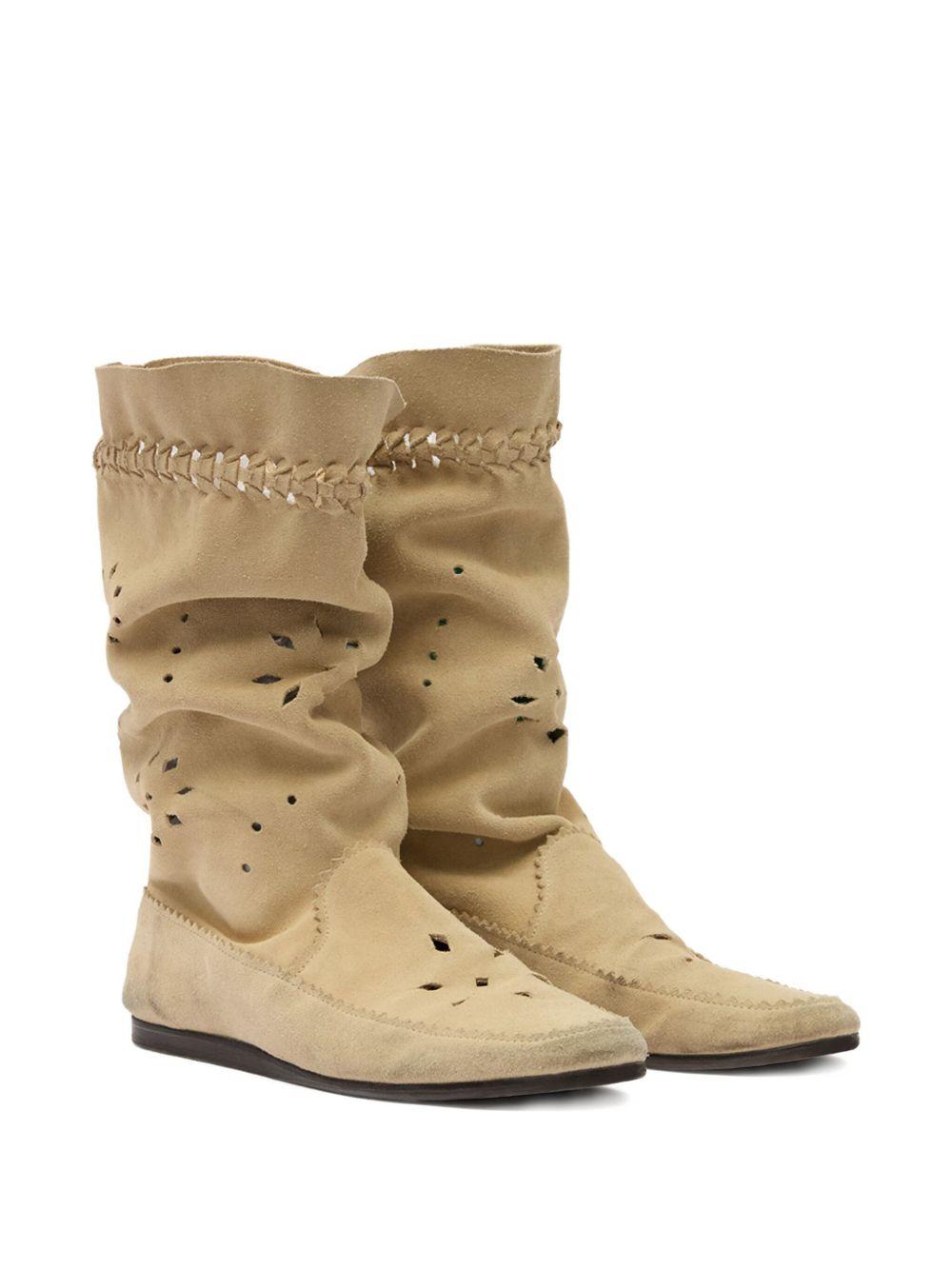 ISABEL MARANT Stivali in suede sabbia con dettagli cut-out 