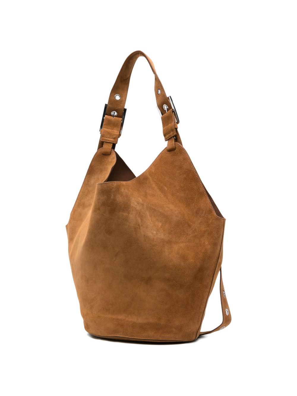 DONDUP Borsa a spalla Big Hobo in camoscio marrone 