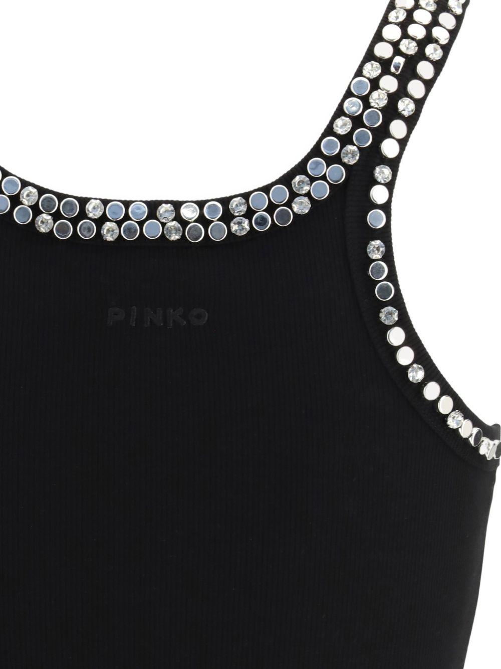 PINKO Top nero a costine impreziosito da borchie 