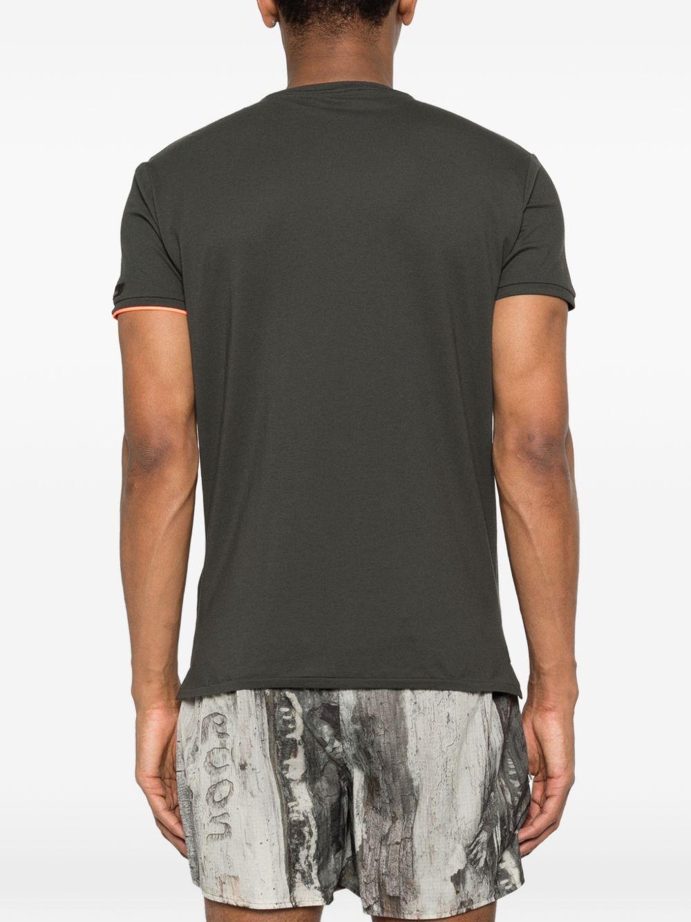 RRD ROBERTO RICCI DESIGNS T-shirt in cotone verde con bordo a contrasto arancione 
