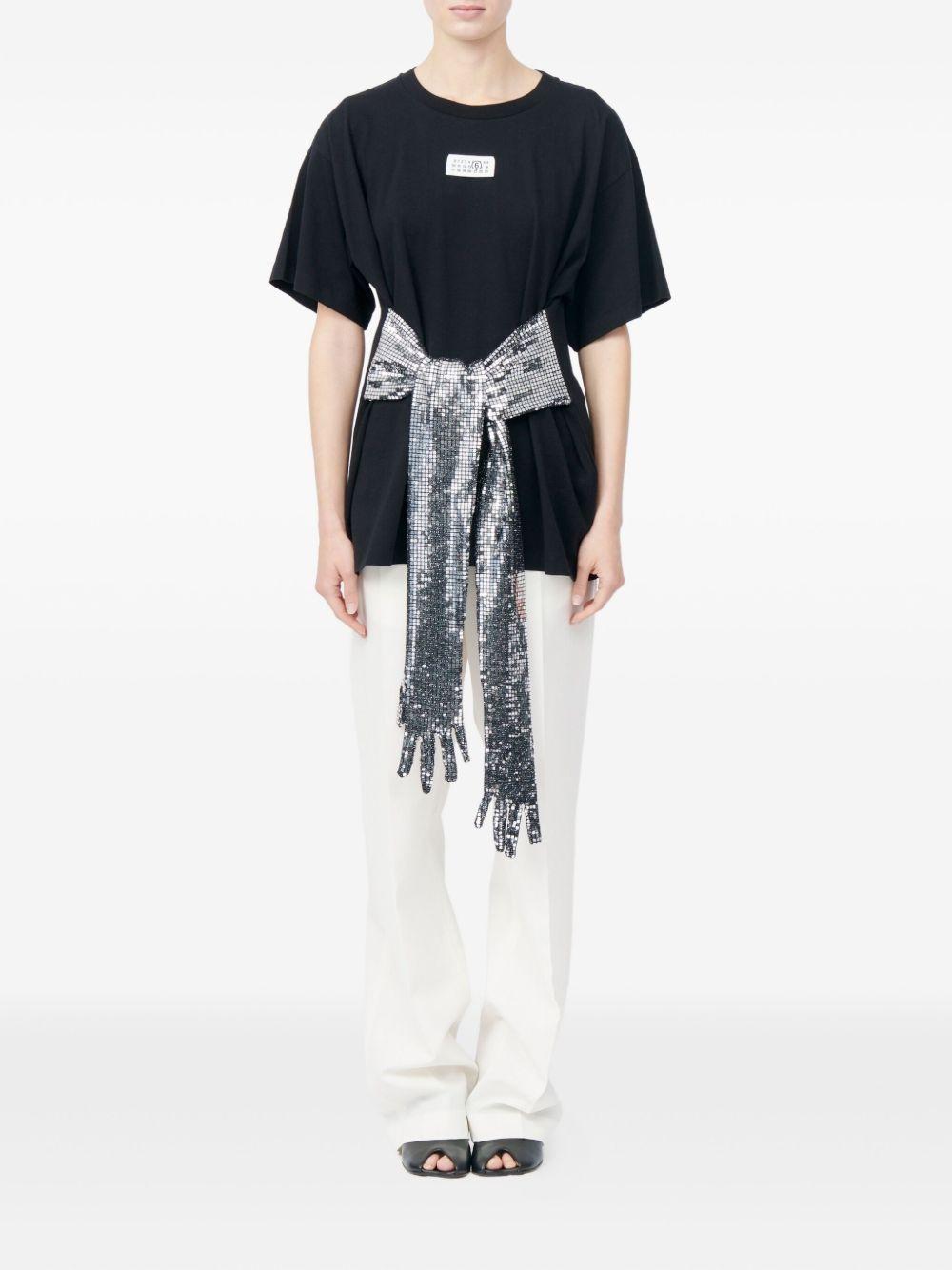 MM6 MAISON MARGIELA T-shirt nera con decorazioni in paillettes 