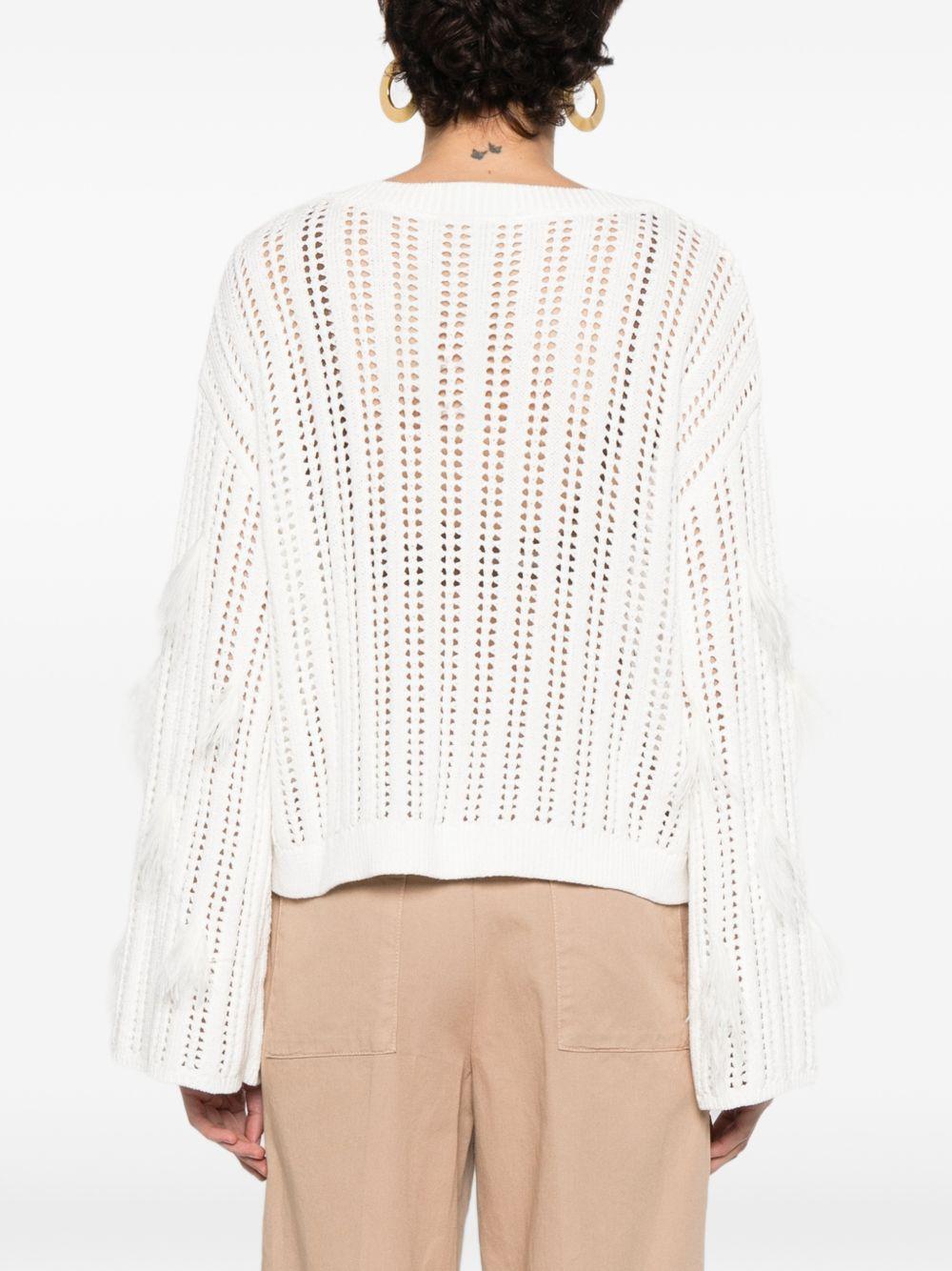 TWINSET Maglia traforata con dettagli in piume 