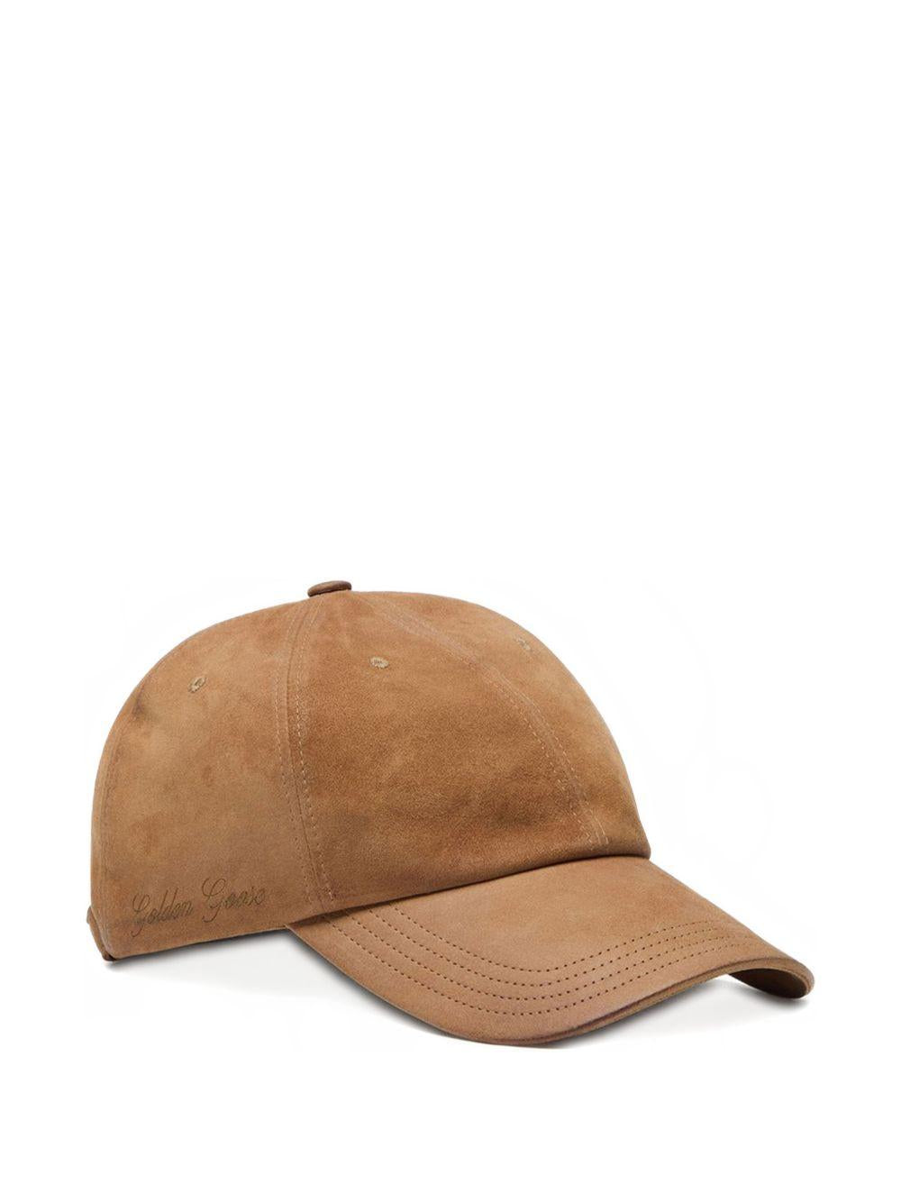 GOLDEN GOOSE Cappello da baseball in suede marrone 