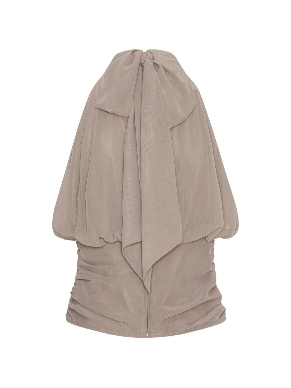 ROTATE Top grigio senza maniche con foulard 