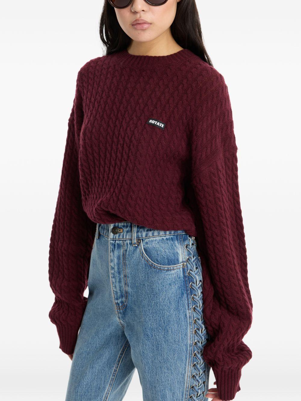 ROTATE Maglione bordeaux con lavorazione a trecce 