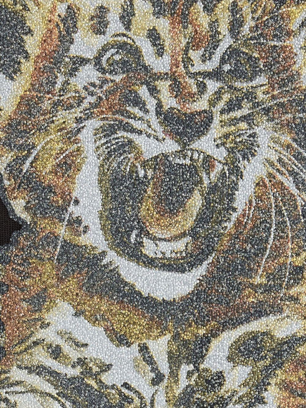 GANNI T-shirt con stampa Tiger e perline in cotone nero 