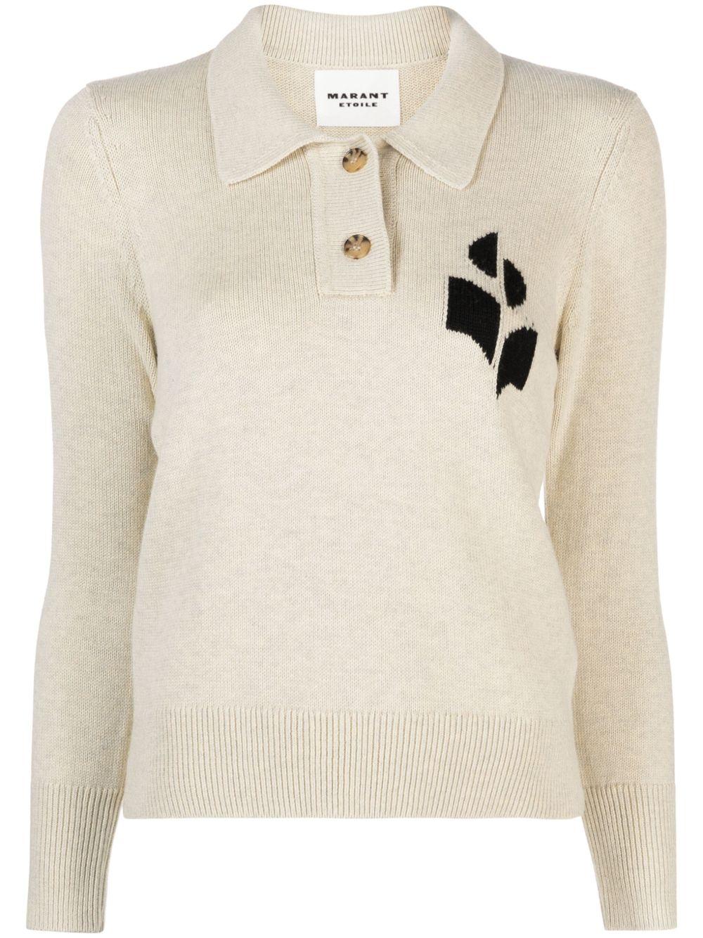 MARANT ETOILE Polo 'Nola' con cotone misto lana con logo 