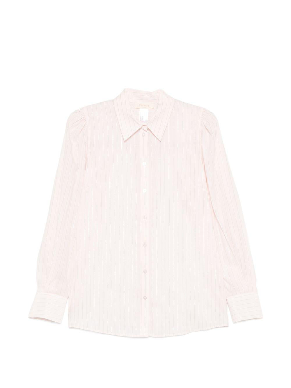 TWINSET Camicia a righe bianche e rosa 