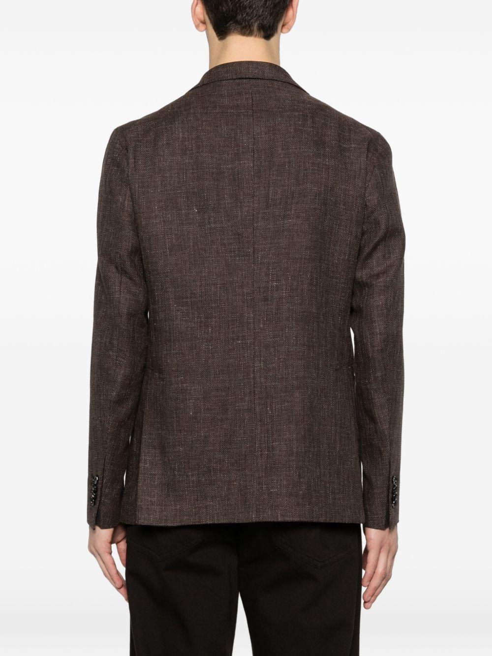 TAGLIATORE Blazer monopetto marrone in lino mix cotone 