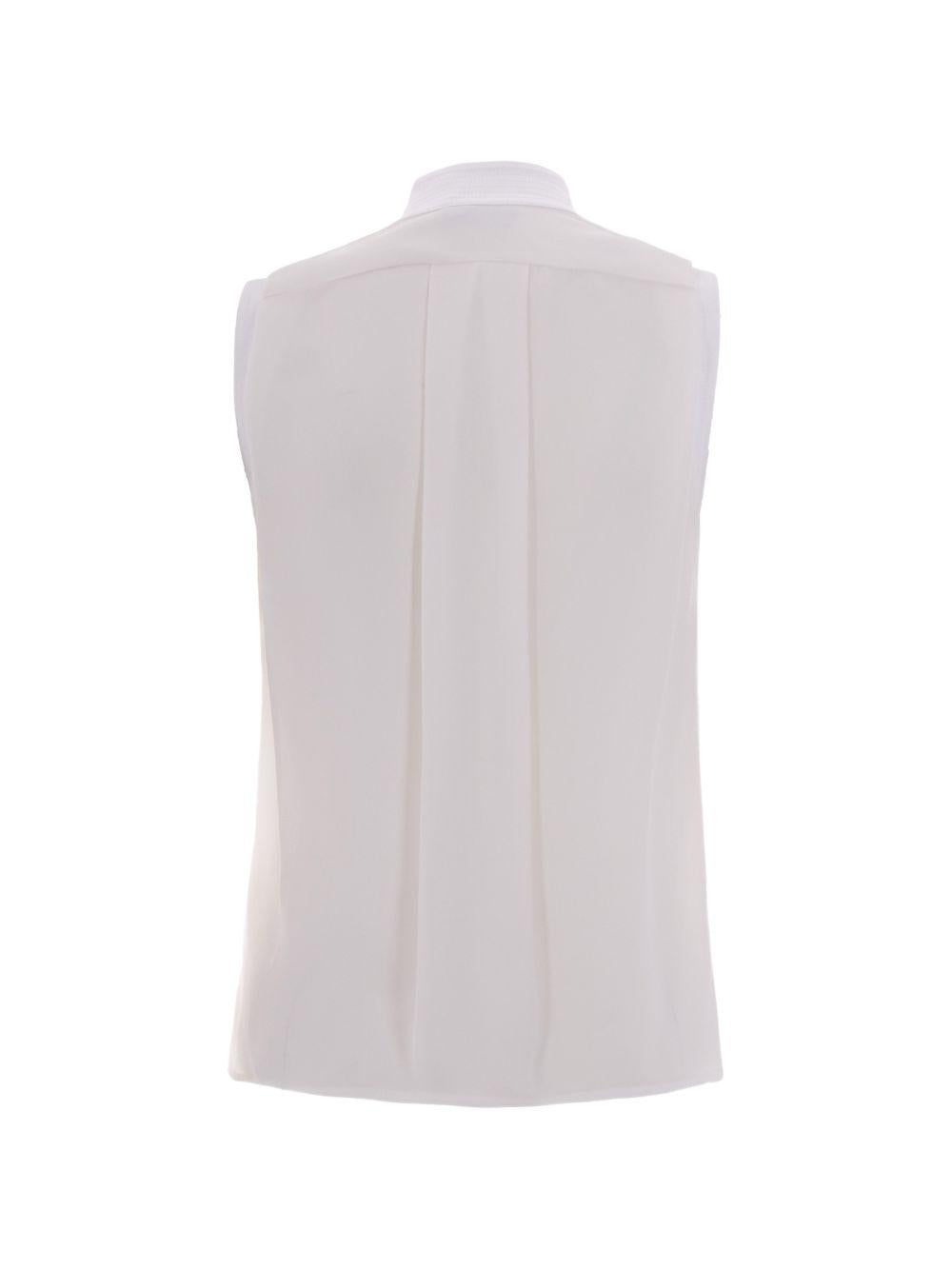 ELISABETTA FRANCHI Top smanicato in avorio con scollo morbido e dettaglio cut-out 